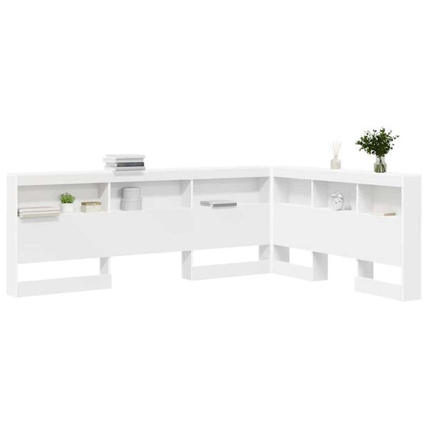 vidaXL Κεφαλάρι Αποθήκης με ράφι Λευκό 140 cm Επεξεργασμένο ξύλο