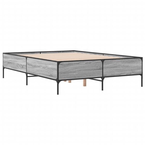 vidaXL Πλαίσιο Κρεβατιού Γκρι Sonoma 120 x 190εκ. Επεξ. Ξύλο & Μέταλλο