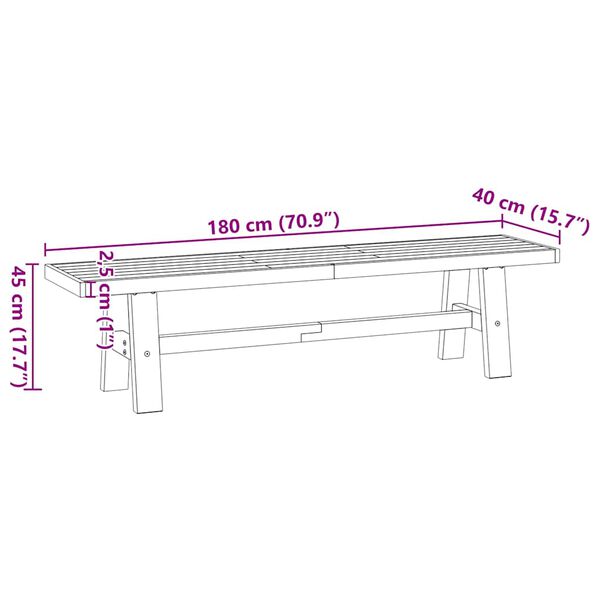 vidaXL Πάγκος τραπεζαρίας NOAIN με πόδια σχήματος Α 180x40x45 cm
