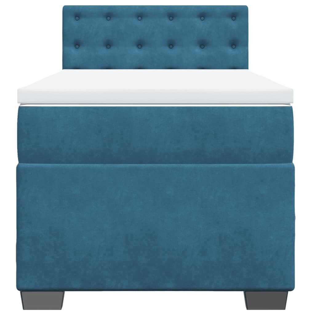 vidaXL Κρεβάτι Boxspring με Στρώμα Σκούρο Μπλε 80 x 200 εκ. Βελούδινο