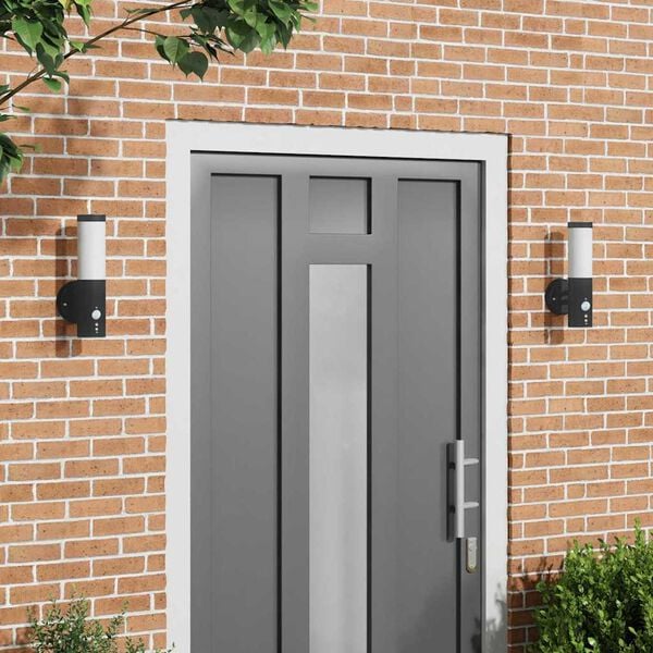 vidaXL Φωτιστικό Τοίχου Για Εξωτερικούς Χώρους 2 pcs Μαύρο