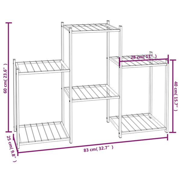 vidaXL Βάση Λουλουδιών Μαύρη 83 x 25 x 60 εκ. Σιδερένια