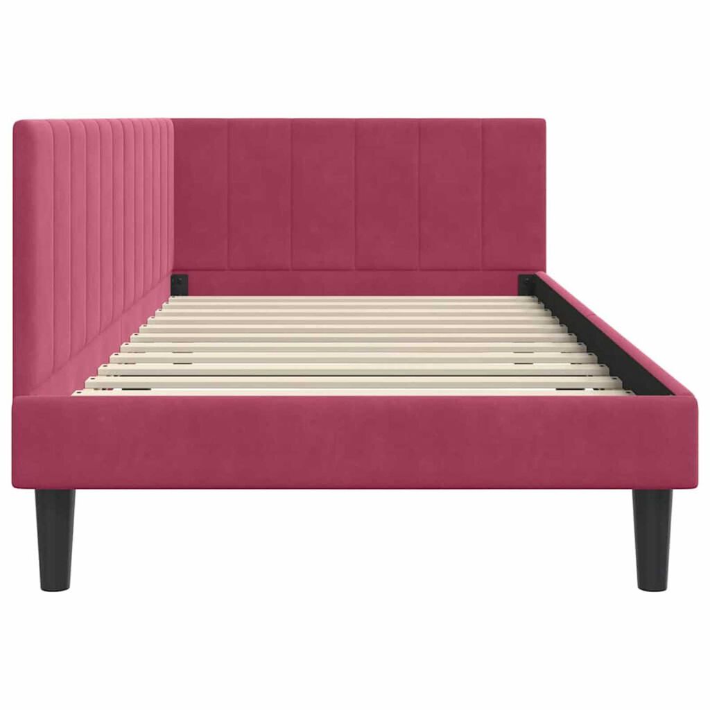 vidaXL Κρεβάτι Γωνίας με κεφαλάρι Μπορντό 90 x 190 cm Βελούδο