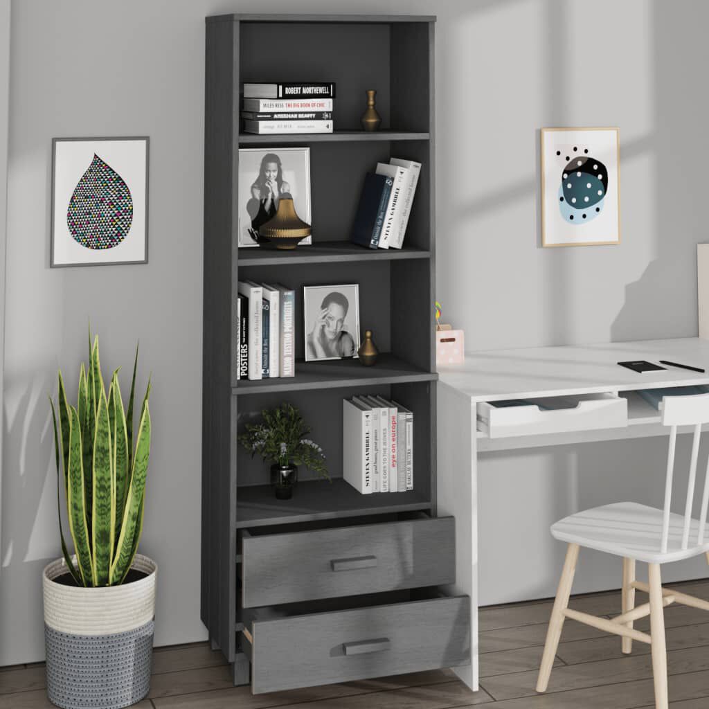 vidaXL Ραφιέρα HAMAR Σκ. Γκρι 60 x 35 x 180 εκ. από Μασίφ Ξύλο Πεύκου