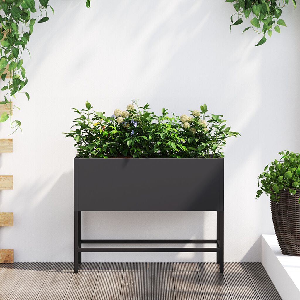 vidaXL Ανανεώσιμος Κήπος Υψηλής Διέλευσης 60x26x45 εκ Μαύρο Ατσάλι