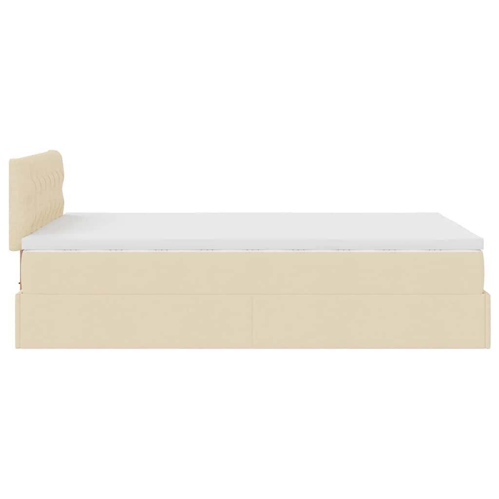 vidaXL Οθωμανικό κρεβάτι με στρώμα Cream 120x200cm ύφασμα