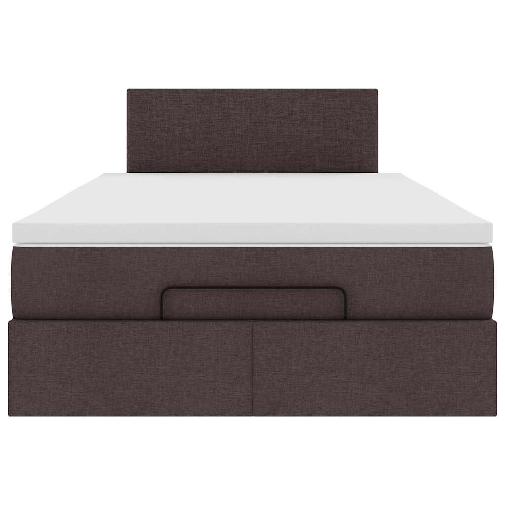 vidaXL Ottoman Κρεβάτι με Στρώμα Σκούρο Καφέ 120x200cm Ύφασμα