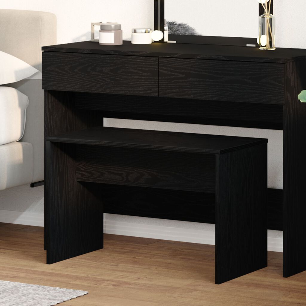 vidaXL Καρέκλα Ντύσιμου Μαύρη Δρυ 70x35x45 cm MDF