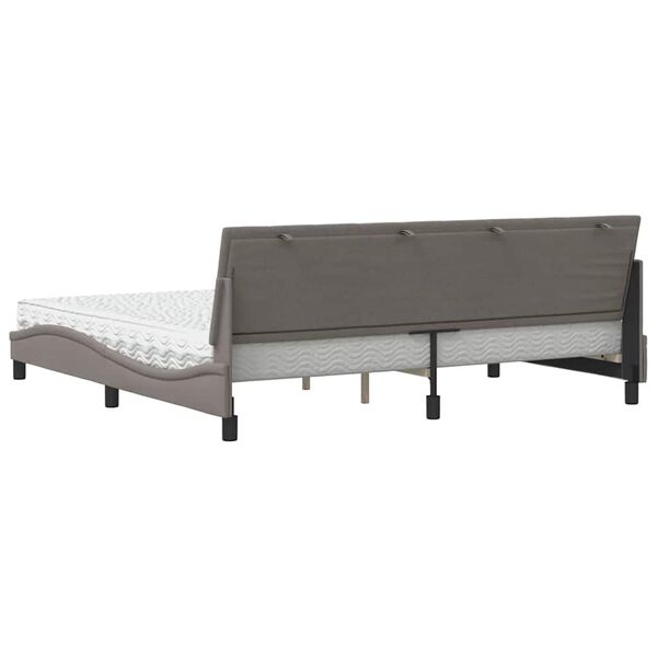 vidaXL Κρεβάτι με Στρώμα Taupe 200x200 εκ. Υφασμάτινο