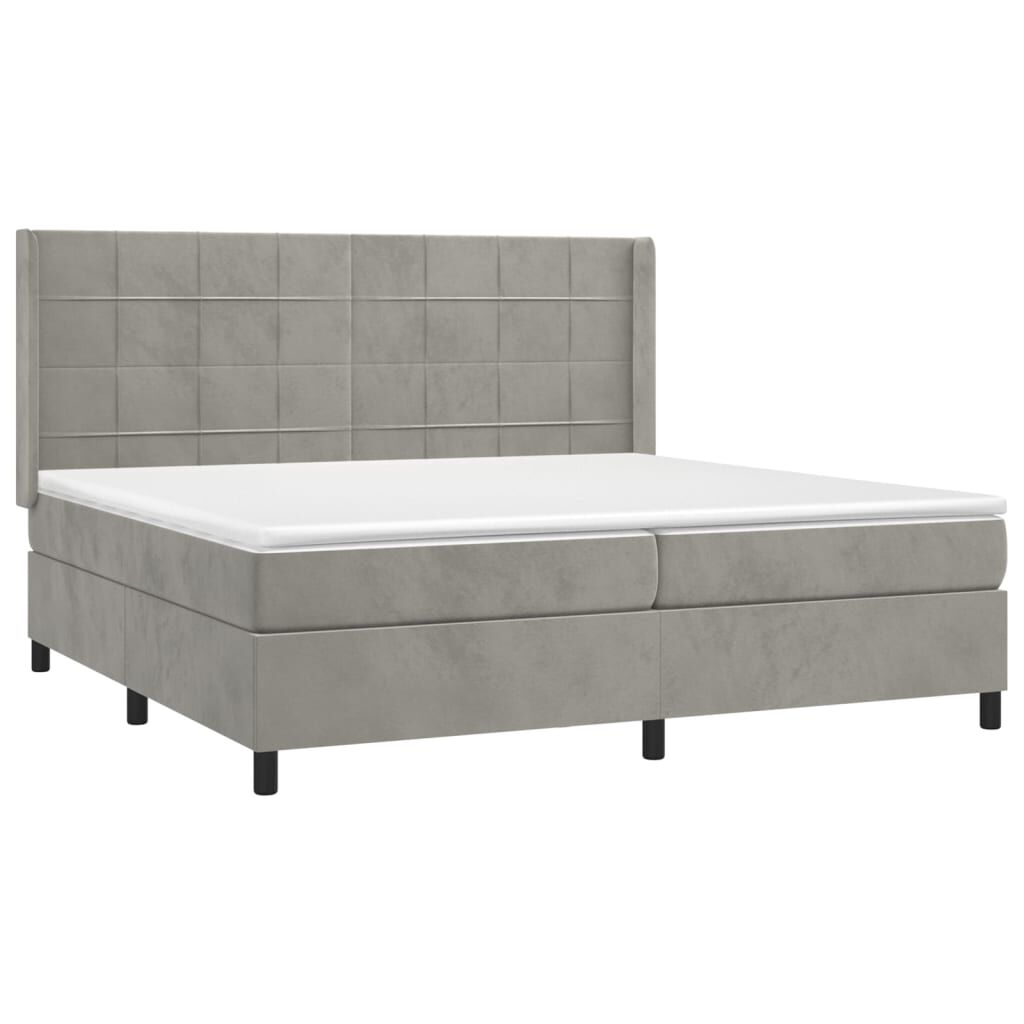 vidaXL Κρεβάτι Boxspring με Στρώμα & LED Αν.Γκρι 200x200 εκ. Βελούδινο