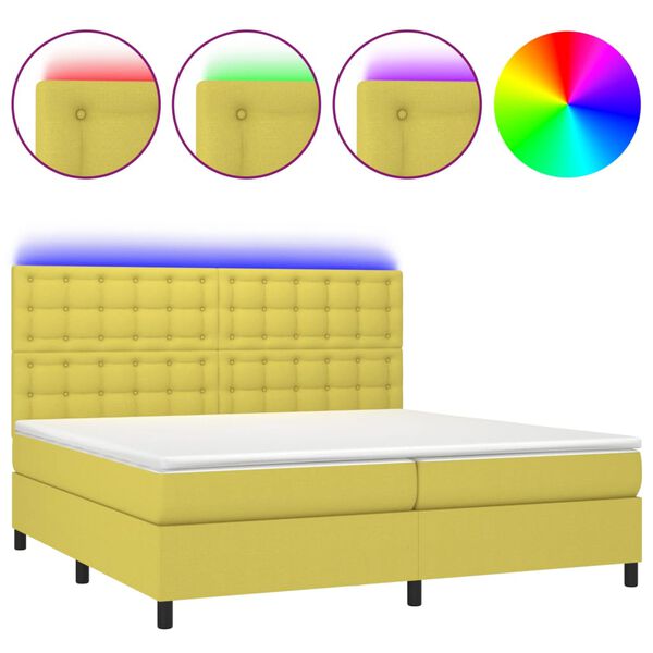 vidaXL &Kappa;&rho;&epsilon;&beta;ά&tau;&iota; Boxspring &mu;&epsilon; &Sigma;&tau;&rho;ώ&mu;&alpha; & LED &Pi;&rho;ά&sigma;&iota;&nu;&omicron; 200x200 &epsilon;&kappa; &Upsilon;&phi;&alpha;&sigma;&mu;ά&tau;&iota;&nu;&omicron;