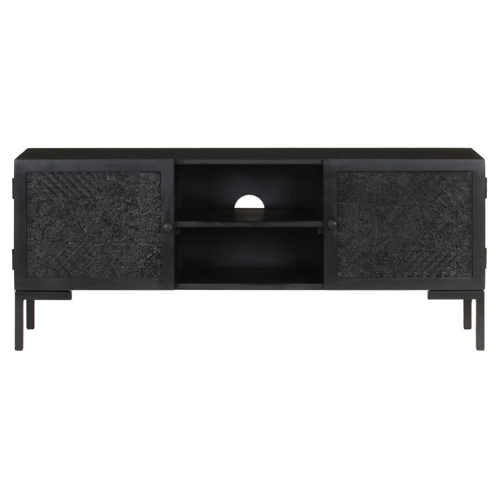 vidaXL Έπιπλο Τηλεόρασης Μαύρο 115 x 30 x 46 εκ. από Μασίφ Ξύλο Μάνγκο