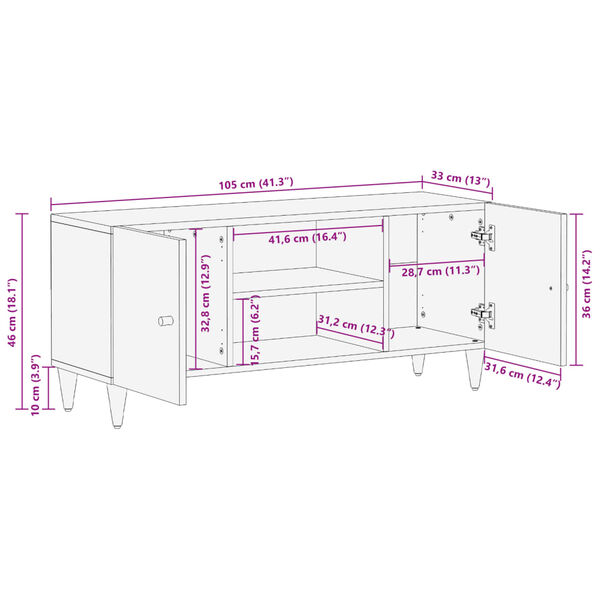 vidaXL Έπιπλο Τηλεόρασης 105 x 33 x 46 εκ. από Μασίφ Ξύλο Μάνγκο