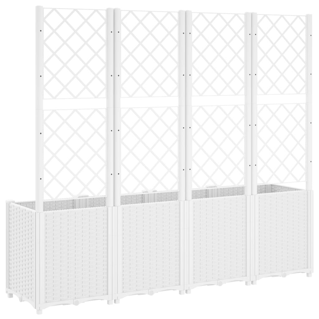 vidaXL Ζαρντινιέρα Κήπου με Καφασωτό Λευκή 160x40x140 εκ. Πολυπροπ.