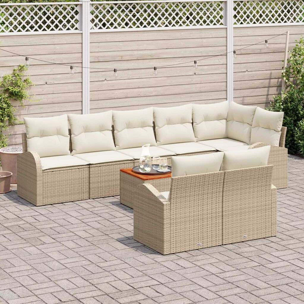 vidaXL Σετ Καναπέ Κήπου 9 pcs Μπεζ και λευκό