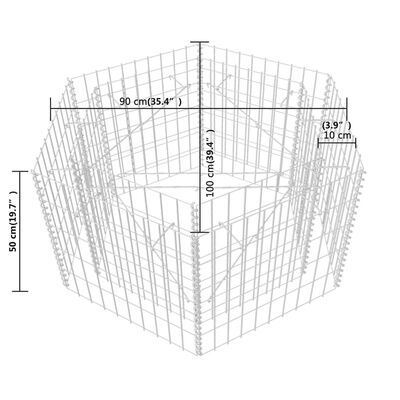 vidaXL Συρματοκιβώτιο - Γλάστρα Υπερυψωμένη Εξάγωνη 100 x 90 x 50 εκ.