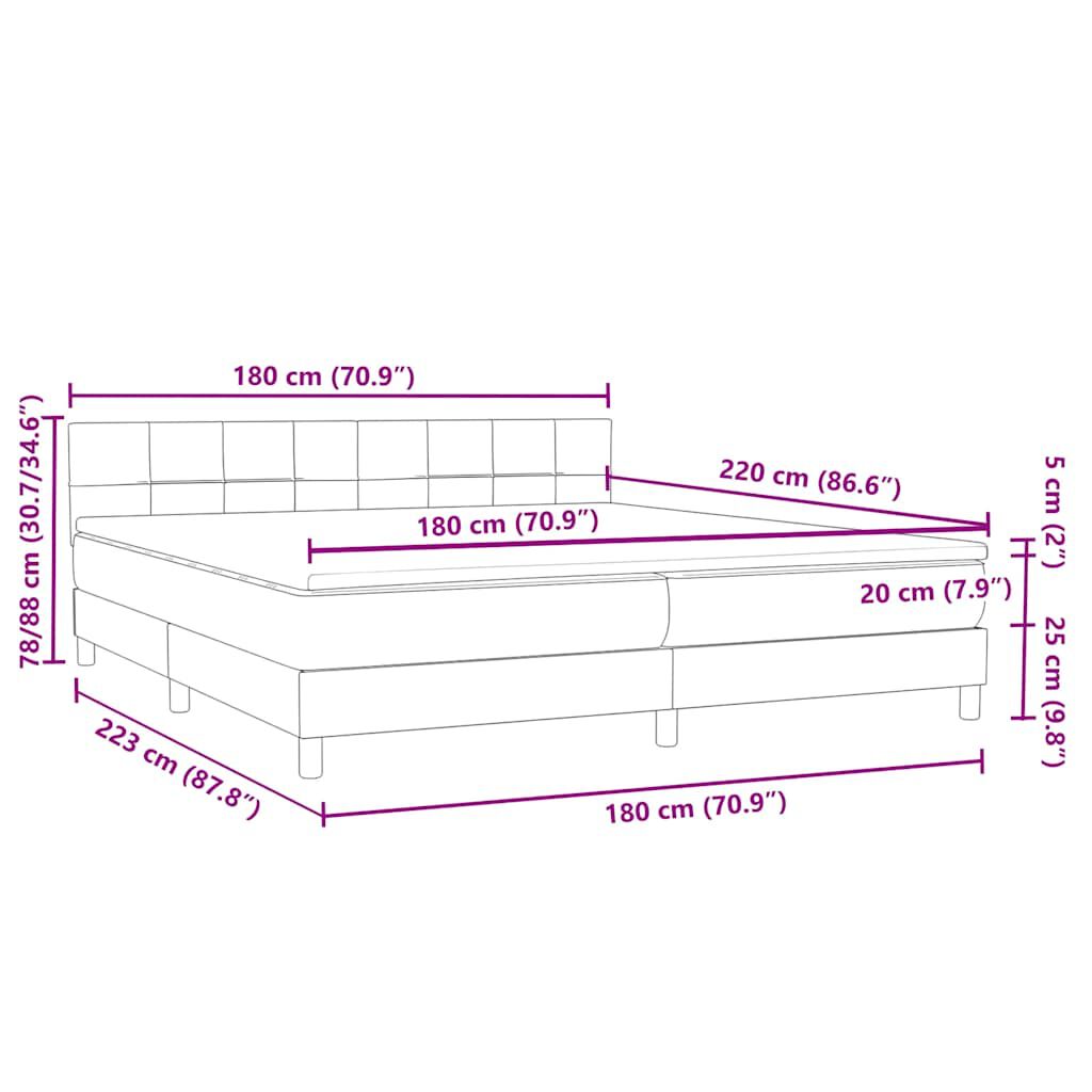 vidaXL Box Spring κρεβάτι με στρώμα σκούρο πράσινο 180x220cm Βελούδινο