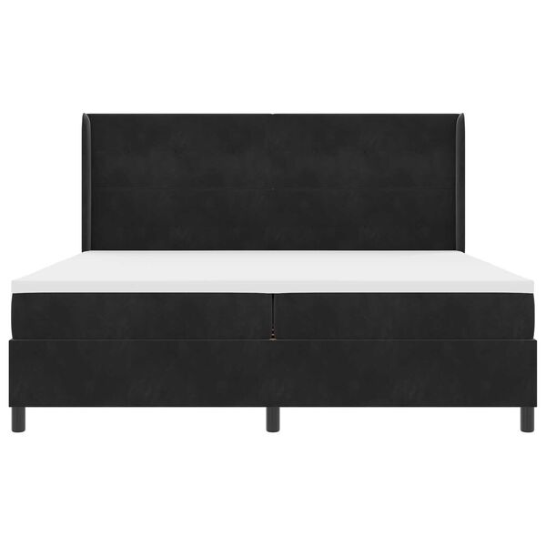 κρεβάτι Box Spring vidaXL με στρώμα Μαύρο 200x200 εκ Βελούδο