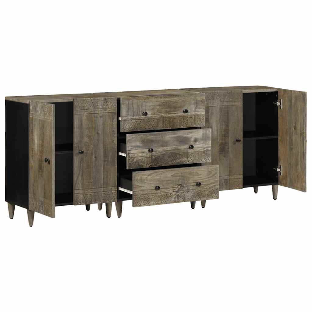 vidaXL 3 τεμαχίων Sideboards ανοιχτό γκρι μασίφ ξύλο Mango