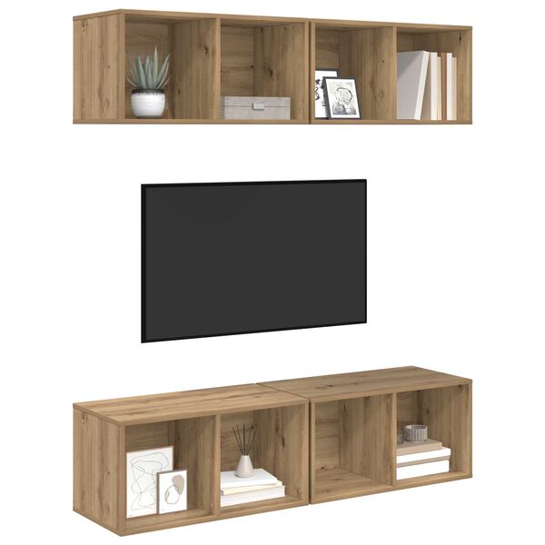vidaXL Τηλεοπτική Κάβα Τοίχου 4 pcs artisan δρυς 37 x 37 x 72 εκ