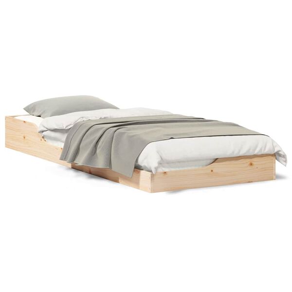 vidaXL Κρεβάτι δαπέδου Καφέ 80 x 220 cm Μασίφ ξύλο πεύκου