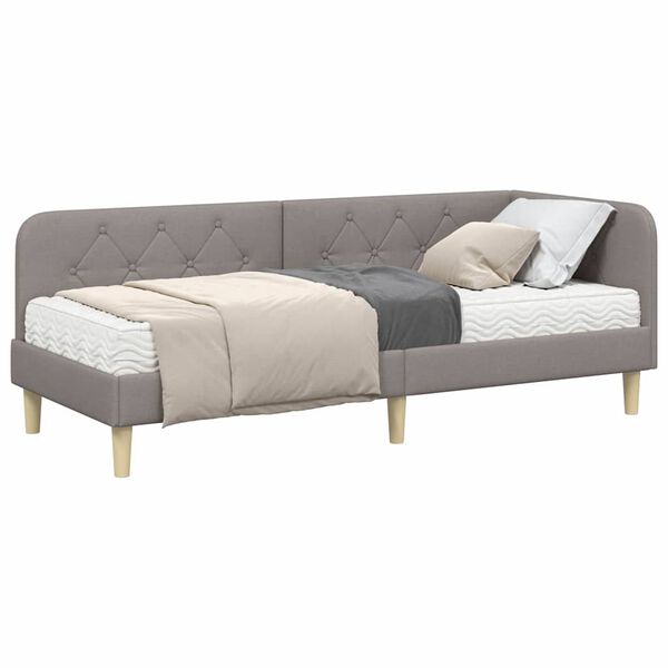 vidaXL Κρεβάτι Γωνίας με στρώμα με κεφαλάρι Taupe 80 x 200 cm ύφασμα