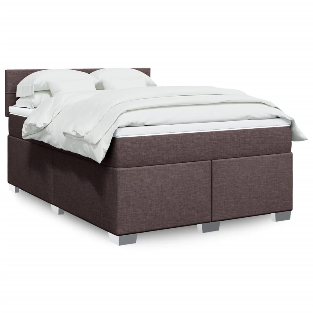 vidaXL Κρεβάτι Boxspring με Στρώμα Σκούρο Καφέ 140x190 εκ. Υφασμάτινο