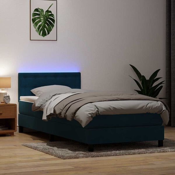 vidaXL &Kappa;&rho;&epsilon;&beta;ά&tau;&iota; Boxspring &mu;&epsilon; &Sigma;&tau;&rho;ώ&mu;&alpha; & LED &sigma;&kappa;&omicron;ύ&rho;&omicron; &mu;&pi;&lambda;&epsilon; 80x210 &epsilon;&kappa;. &Beta;&epsilon;&lambda;&omicron;ύ&delta;&iota;&nu;&omicron;