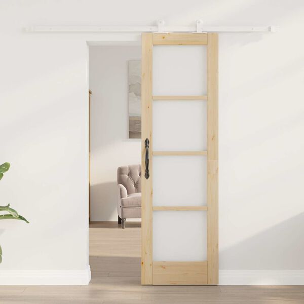 vidaXL Συρόμενη Πόρτα ORKDAL Καφέ 61 x 198.5 εκ. Ξύλο και μέταλλο