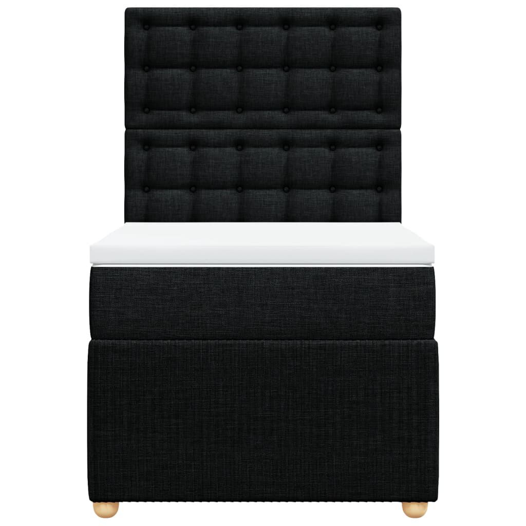 vidaXL Κρεβάτι Boxspring με Στρώμα Μαύρο 80 x 200 εκ. Υφασμάτινο