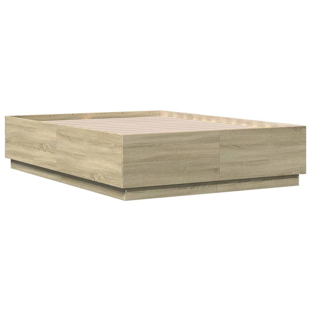 vidaXL Πλαίσιο Κρεβατιού Sonoma Δρυς 135x190 εκ. Επεξεργασμένο Ξύλο