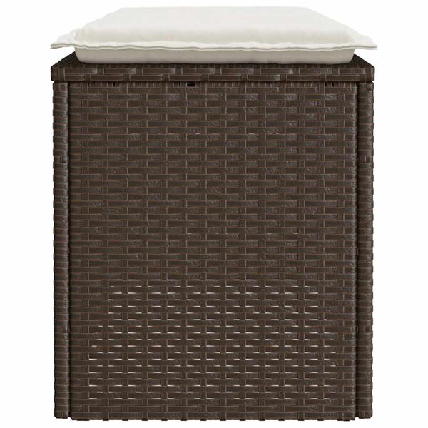 vidaXL Πάγκος κήπου με μαξιλάρι καφέ 110x40x44 cm Poly Rattan