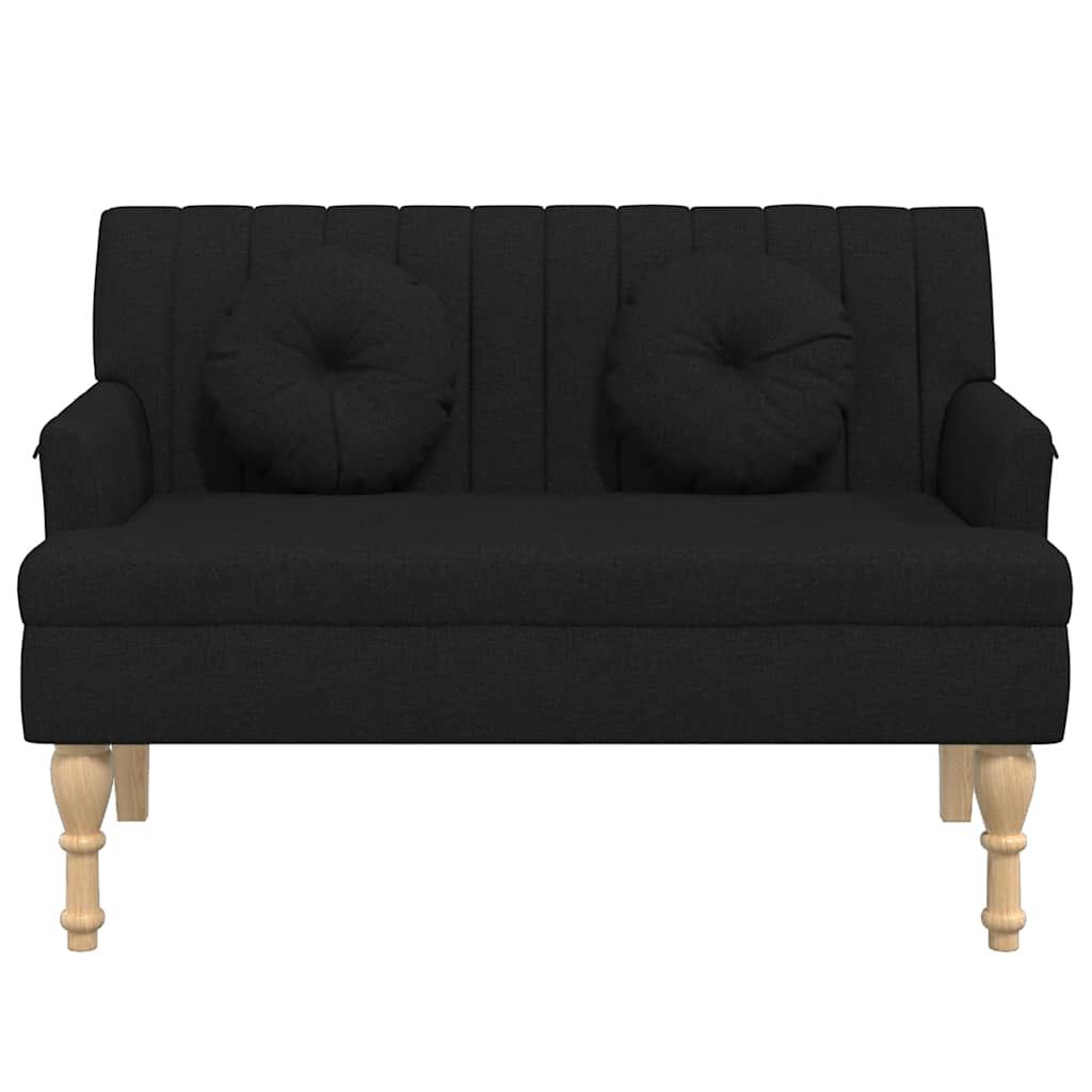 vidaXL Παγκάκι Μαύρο 113 x 64,5 x 75,5 εκ. Υφασμάτινο με Μαξιλάρια