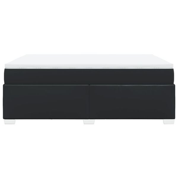 vidaXL Κρεβάτι Boxspring με Στρώμα Μαύρο 140x200εκ.από Συνθετικό Δέρμα