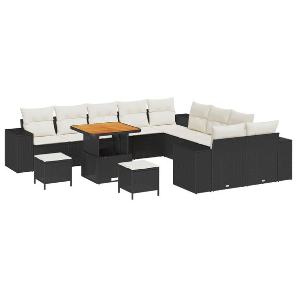 vidaXL Σετ Καναπέ Κήπου Ρυθμιζόμενο ύψος 13 pcs Μαύρο συνθετικό ρατάν