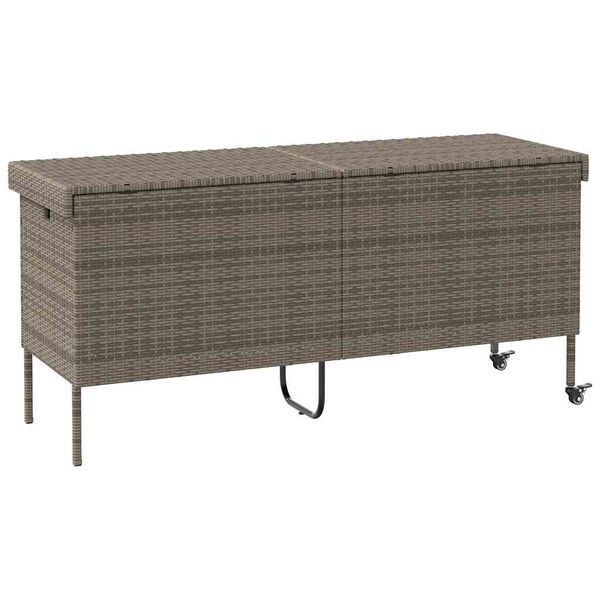 vidaXL Κουτί Αποθήκευσης Κήπου με Ρόδες 160x55x75 εκ. Συνθετικό Ρατάν