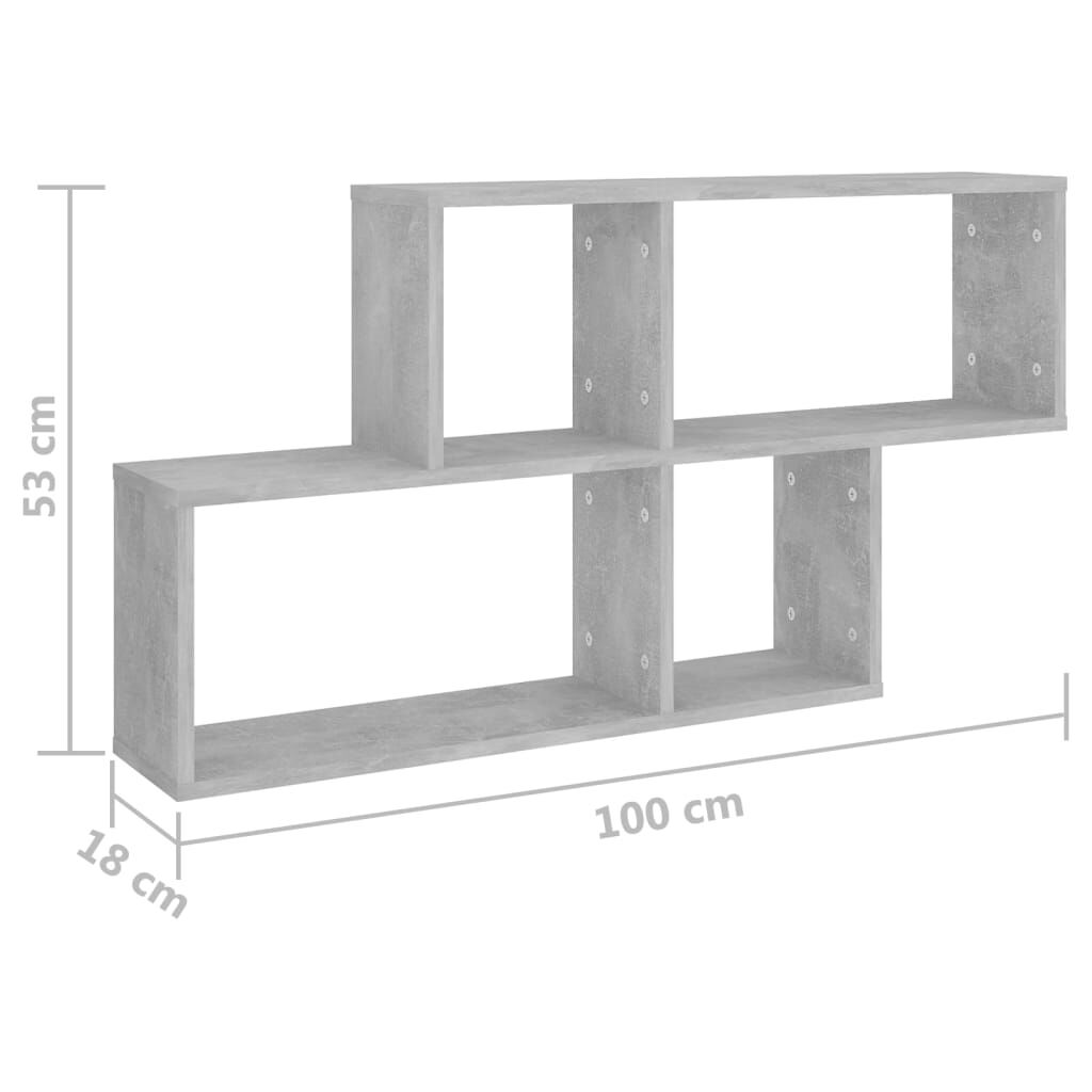 vidaXL Ράφι Τοίχου Γκρι Σκυροδέματος 100 x 18 x 53 εκ. από Επεξ. Ξύλο
