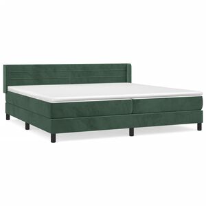 vidaXL Κρεβάτι Boxspring με Στρώμα Σκούρο Πράσινο 200x200εκ. Βελούδινο