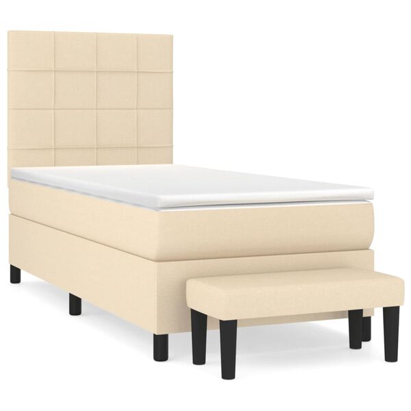 vidaXL &Kappa;&rho;&epsilon;&beta;ά&tau;&iota; Boxspring &mu;&epsilon; &Sigma;&tau;&rho;ώ&mu;&alpha; &Kappa;&rho;&epsilon;&mu; 90x190 &epsilon;&kappa;.&Upsilon;&phi;&alpha;&sigma;&mu;ά&tau;&iota;&nu;&omicron;