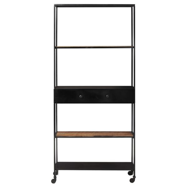 vidaXL Βιβλιοθήκη 80x35x180 εκ. από Ακατέργαστο Ξύλο Μάνγκο & Σίδηρο