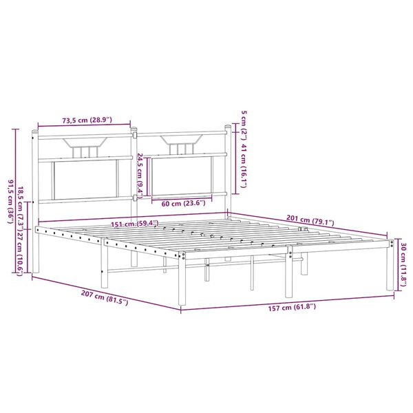 vidaXL Πλαίσιο Κρεβατιού Χωρ. Στρώμα Sonoma Δρυς 150x200εκ. Επ. Ξύλο