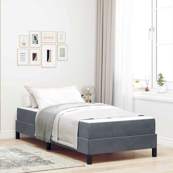 vidaXL Κρεβάτι box spring με στρώμα Σκούρο Γκρι 80 x 210 cm Βελούδο