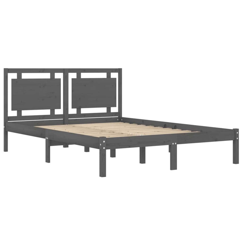 vidaXL Πλαίσιο Κρεβατιού Γκρι 150 x 200 εκ. Μασίφ Ξύλο King Size