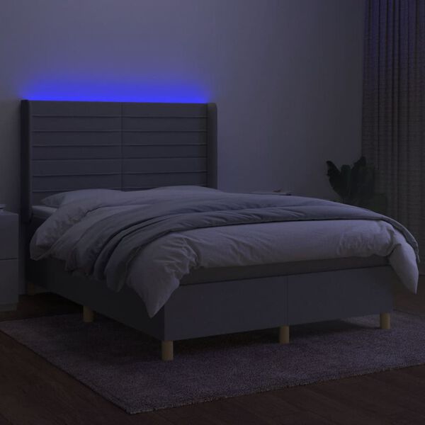 vidaXL &Kappa;&rho;&epsilon;&beta;ά&tau;&iota; Boxspring &mu;&epsilon; &Sigma;&tau;&rho;ώ&mu;&alpha; & LED &Alpha;&nu;.&Gamma;&kappa;&rho;&iota; 140x190&epsilon;&kappa;. &Upsilon;&phi;&alpha;&sigma;&mu;ά&tau;&iota;&nu;&omicron;