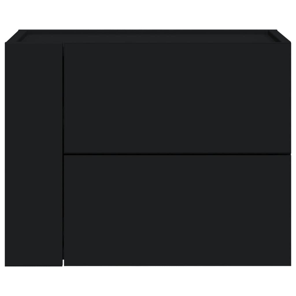 vidaXL Κομοδίνο Επιτοίχιο Μαύρο 45x30x35 εκ.