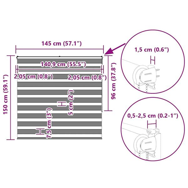 vidaXL Ζέβρα τυφλή Μαύρο Πλάτος υφάσματος 140,9 εκ. Πολυεστέρας