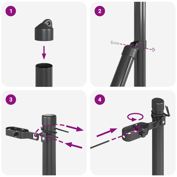 vidaXL Στυλίες Φράχτη 52 τεμάχια Γκρι Ø32 mm 210 cm Γαλβανισμένος Χάλυβας