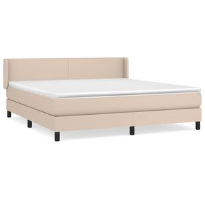 vidaXL Κρεβάτι Boxspring με Στρώμα Καπουτσίνο 180x200 εκ. Συνθ. Δέρμα