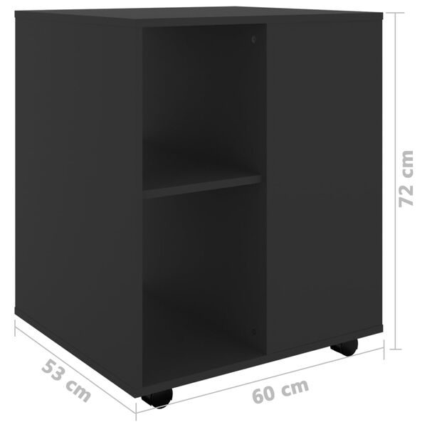 vidaXL Ντουλάπι Τροχήλατο Μαύρο 60 x 53 x 72 εκ. από Επεξ. Ξύλο