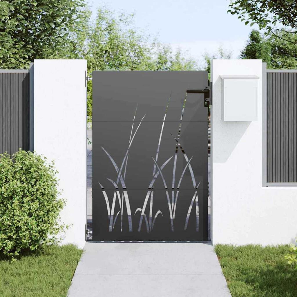 vidaXL Πύλη Κήπου Μαύρο 105 x 150 cm Ατσάλι με Επικάλυψη Πούδρας